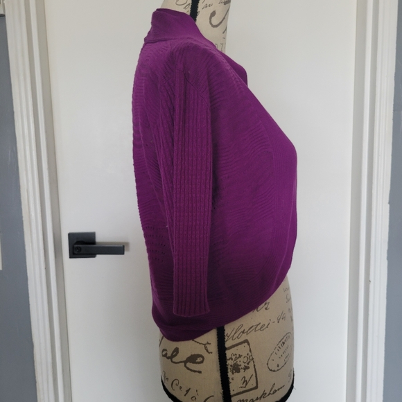 Calvin Klein Silk Blend Purple Knit Cropped Cardigan Short Sleeve XS - Picture 5 of 6